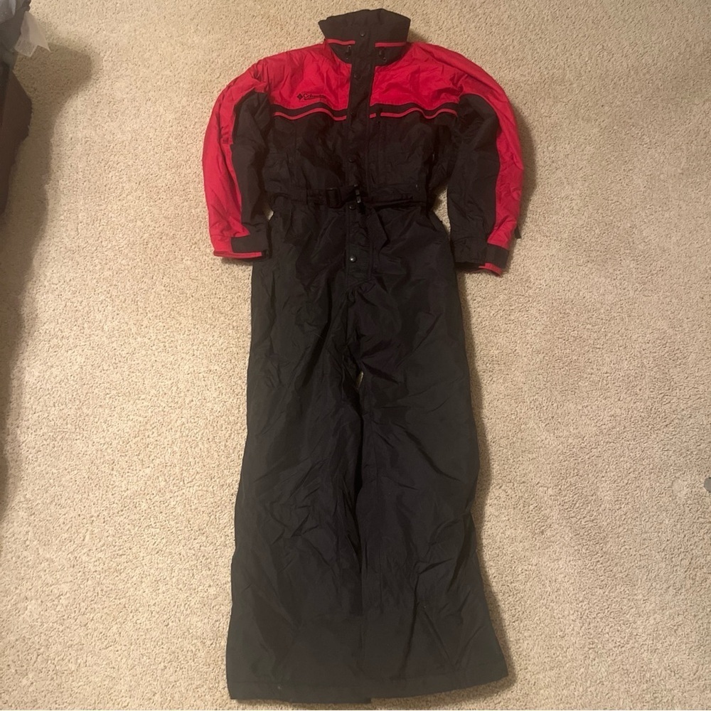 Vtg Columbia Sportwear Snowmobile Ski Suit Mens Size Large L One Piece Red Black